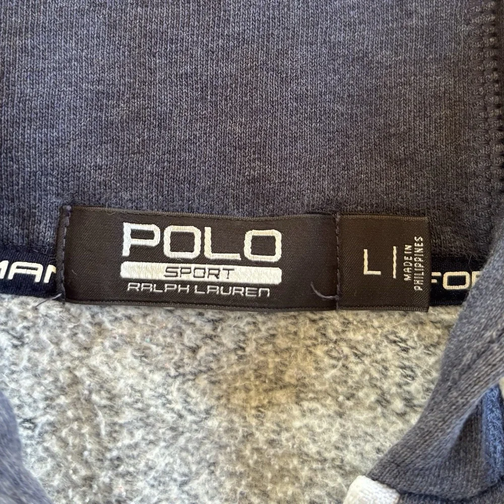 Polo Sport Ralph Lauren Full Zip Hoodie Sweatshirt Adult Size L Blue/White
